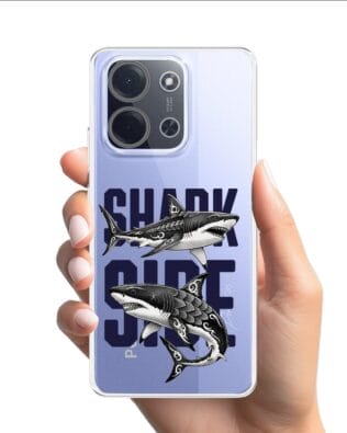 Etui do Xiaomi POCO C85 przeźroczyste, silikonowe Flexi, Summer Patterns, Shark side