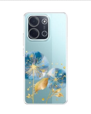 Etui do Xiaomi POCO C85 przeźroczyste, silikonowe Flexi, Kwiaty, niebieskie dmuchawce