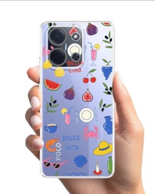 Etui do Xiaomi POCO C85 przeźroczyste, silikonowe Flexi, Italian Summer, kolorowe wakacje