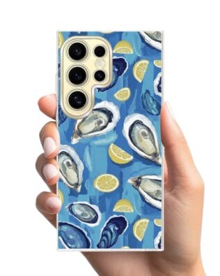 Etui do Samsung Galaxy S24 Ultra z MagSafe przeźroczyste, silikonowe Flexi, Summer Patterns, ostrygi z cytrynką