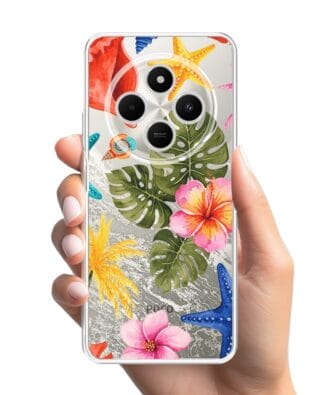 Etui do Xiaomi POCO C75 przeźroczyste, silikonowe Flexi, Summer Patterns, tropikalny wzór