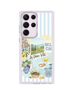Etui do Samsung Galaxy S23 Ultra z MagSafe przeźroczyste, silikonowe Flexi, Italian Summer, La Dolce Vita