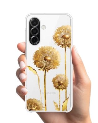 Etui do Samsung Galaxy A26 5G przeźroczyste, silikonowe Flexi, Kwiaty, złote dmuchawce