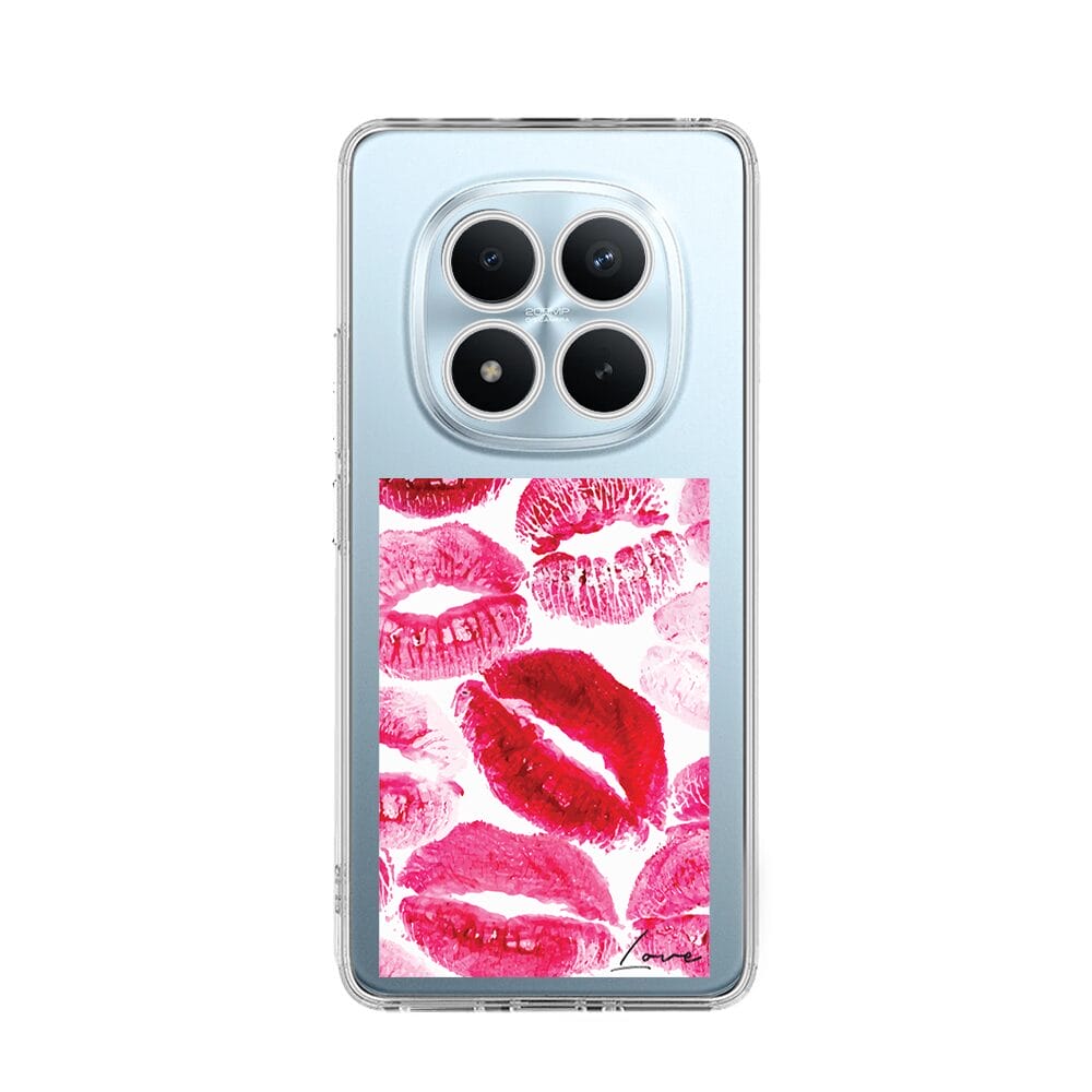 Etui do Xiaomi Redmi Note 15 Pro Plus 5G przeźroczyste, silikonowe Flexi, pocałunki z napisem "love"