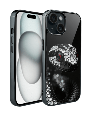Etui do iPhone 15 IBIZU Elite Glass, Nocturne, Oczy węża, czarne