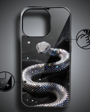 Etui do iPhone 16 Pro IBIZU Elite Glass z MagSafe, Nocturne, Kryształowy wąż, czarne