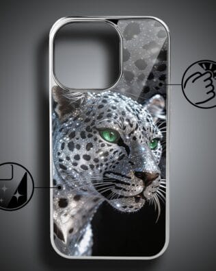Etui do iPhone 16 Pro IBIZU Elite Glass z MagSafe, Nocturne, Oczy pantery, srebrne