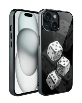 Etui do iPhone 15 IBIZU Elite Glass, Nocturne, Kości do gry, czarne