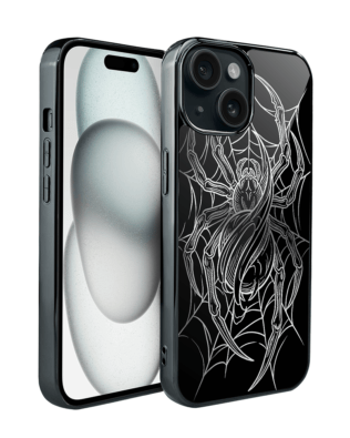 Etui do iPhone 15 IBIZU Elite Glass, Nocturne, W sieci pająka, czarne