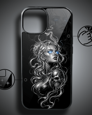 Etui do iPhone 15 IBIZU Elite Glass, Nocturne, Gotycka muza, czarne