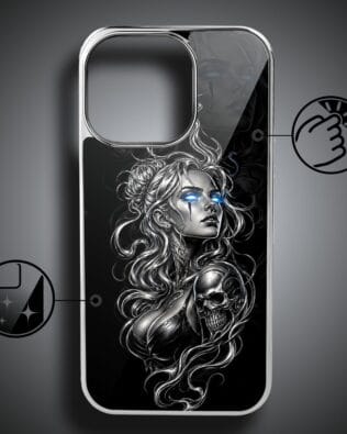 Etui do iPhone 16 Pro IBIZU Elite Glass z MagSafe, Nocturne, Gotycka muza, srebrne