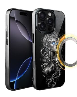 Etui do iPhone 16 Pro IBIZU Elite Glass z MagSafe, Nocturne, Gotycka muza, czarne
