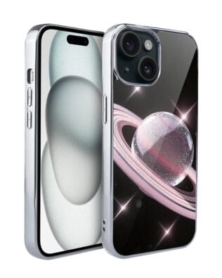 Etui do iPhone 15 IBIZU Elite Glass, Nocturne, Saturn, srebrne