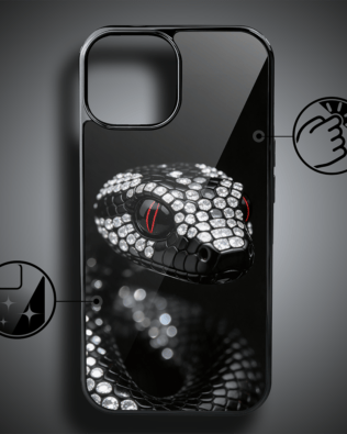 Etui do iPhone 15 IBIZU Elite Glass, Nocturne, Oczy węża, czarne