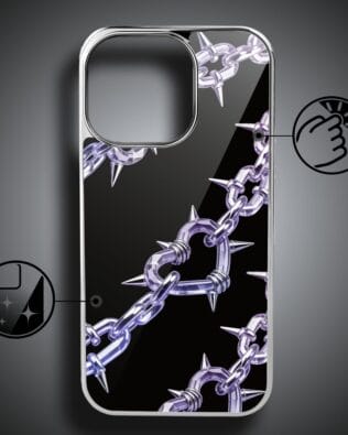 Etui do iPhone 16 Pro IBIZU Elite Glass z MagSafe, Nocturne, Okowy miłości, srebrne