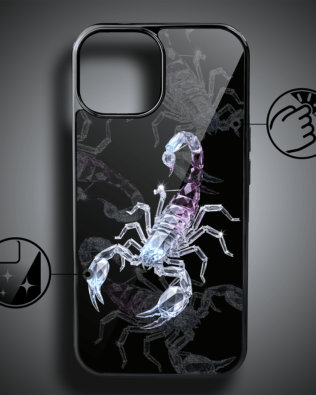 Etui do iPhone 15 IBIZU Elite Glass, Nocturne, Kryształowy skorpion, czarne