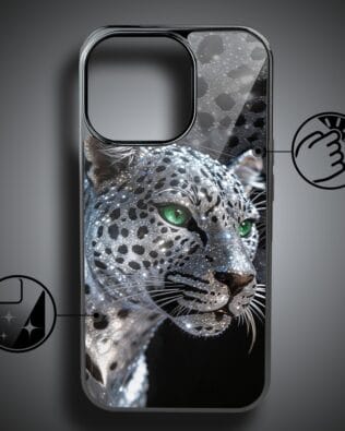 Etui do iPhone 16 Pro IBIZU Elite Glass z MagSafe, Nocturne, Oczy pantery, czarne