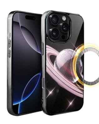 Etui do iPhone 16 Pro IBIZU Elite Glass z MagSafe, Nocturne, Saturn, czarne