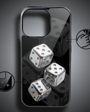 Etui do iPhone 16 Pro IBIZU Elite Glass z MagSafe, Nocturne, Kości do gry, czarne