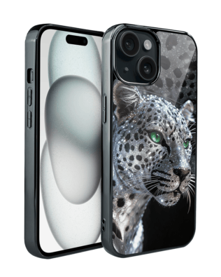 Etui do iPhone 15 IBIZU Elite Glass, Nocturne, Oczy pantery, czarne