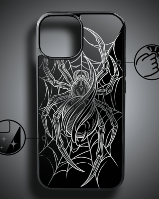 Etui do iPhone 15 IBIZU Elite Glass, Nocturne, W sieci pająka, czarne