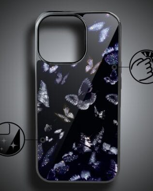 Etui do iPhone 16 Pro IBIZU Elite Glass z MagSafe, Nocturne, Nocne motyle, czarne