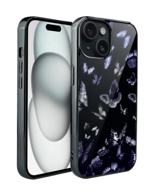 Etui do iPhone 15 IBIZU Elite Glass, Nocturne, Nocne motyle, czarne