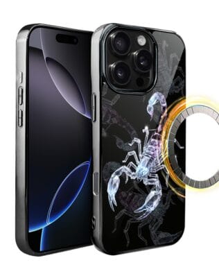 Etui do iPhone 16 Pro IBIZU Elite Glass z MagSafe, Nocturne, Kryształowy skorpion, czarne