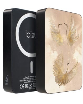 Powerbank IBIZU MagPower 10k do iPhone z MagSafe, solidny, aluminiowy, 10 000 mAh, Złote żurawie