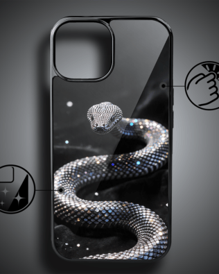 Etui do iPhone 15 IBIZU Elite Glass, Nocturne, Kryształowy wąż, czarne