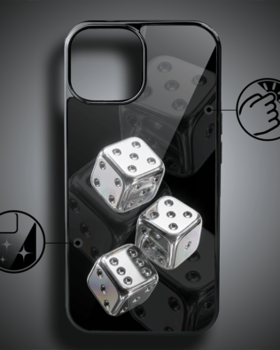 Etui do iPhone 15 IBIZU Elite Glass, Nocturne, Kości do gry, czarne
