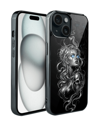 Etui do iPhone 15 IBIZU Elite Glass, Nocturne, Gotycka muza, czarne