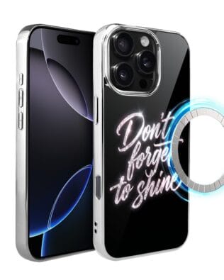 Etui do iPhone 16 Pro IBIZU Elite Glass z MagSafe, Nocturne, Don’t Forget to Shine, srebrne