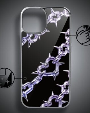 Etui do iPhone 15 IBIZU Elite Glass, Nocturne, Okowy miłości, srebrne