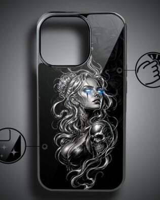 Etui do iPhone 16 Pro IBIZU Elite Glass z MagSafe, Nocturne, Gotycka muza, czarne