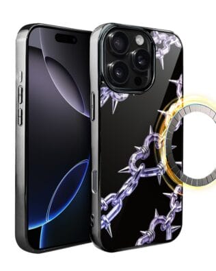 Etui do iPhone 16 Pro IBIZU Elite Glass z MagSafe, Nocturne, Okowy miłości, czarne