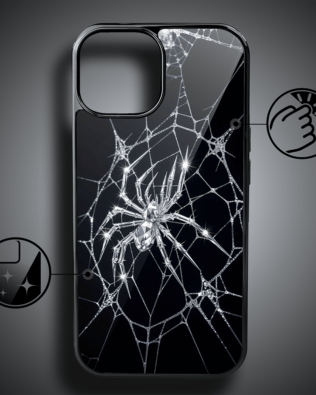 Etui do iPhone 15 IBIZU Elite Glass, Nocturne, Kryształowy pająk, czarne