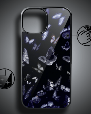 Etui do iPhone 15 IBIZU Elite Glass, Nocturne, Nocne motyle, czarne