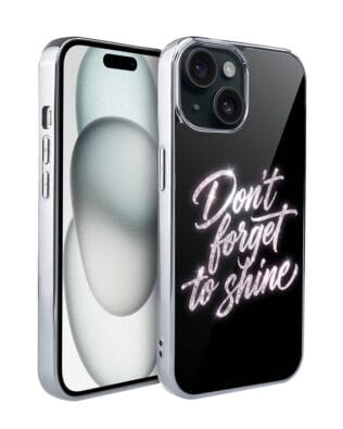 Etui do iPhone 15 IBIZU Elite Glass, Nocturne, Don’t Forget to Shine, srebrne