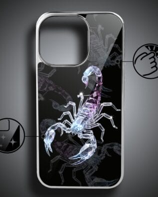Etui do iPhone 16 Pro IBIZU Elite Glass z MagSafe, Nocturne, Kryształowy skorpion, srebrne