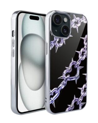 Etui do iPhone 15 IBIZU Elite Glass, Nocturne, Okowy miłości, srebrne